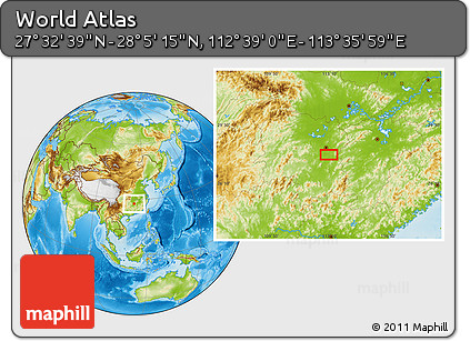 Physical Location Map of the Area around 27° 48' 57" N, 113° 7' 30" E