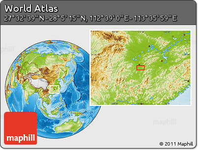 Physical Location Map of the Area around 27° 48' 57" N, 113° 7' 30" E