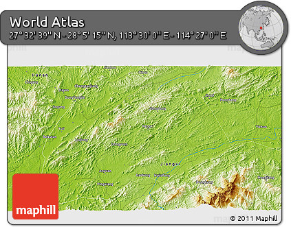 Physical 3D Map of the Area around 27° 48' 57" N, 113° 58' 29" E