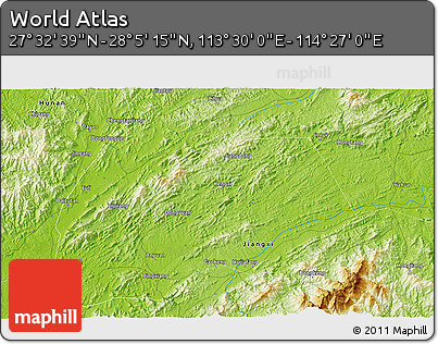 Physical 3D Map of the Area around 27° 48' 57" N, 113° 58' 29" E