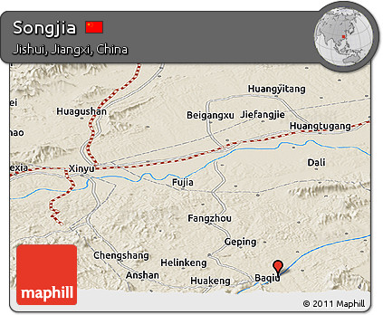 Shaded Relief Panoramic Map of Songjia