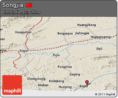 Shaded Relief Panoramic Map of Songjia