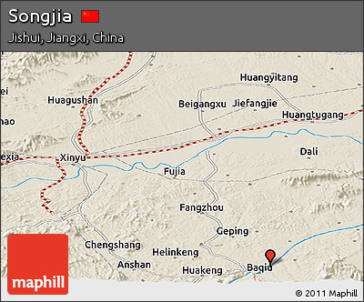 Shaded Relief Panoramic Map of Songjia