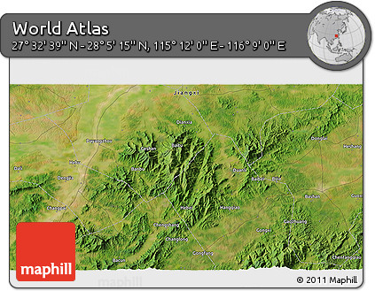 Satellite 3D Map of the Area around 27° 48' 57" N, 115° 40' 30" E