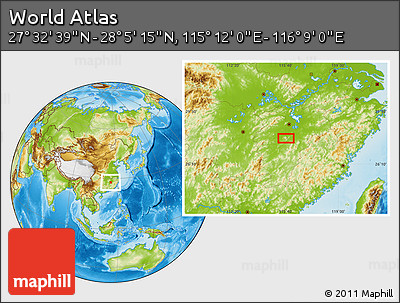 Physical Location Map of the Area around 27° 48' 57" N, 115° 40' 30" E
