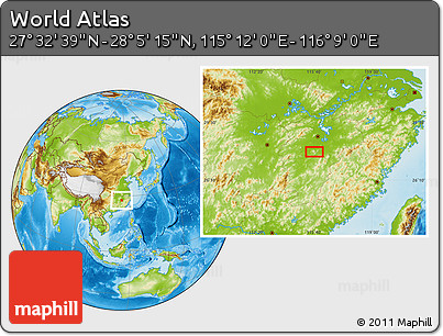 Physical Location Map of the Area around 27° 48' 57" N, 115° 40' 30" E