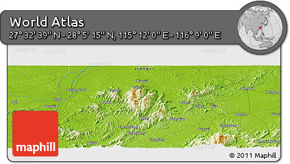 Physical Panoramic Map of the Area around 27° 48' 57" N, 115° 40' 30" E