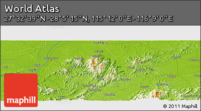 Physical Panoramic Map of the Area around 27° 48' 57" N, 115° 40' 30" E
