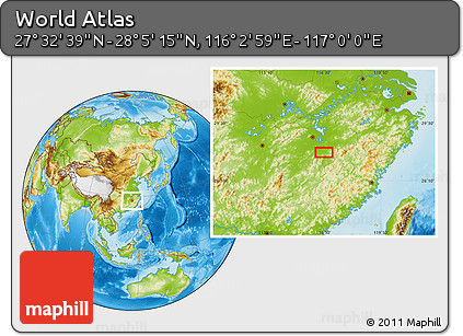 Physical Location Map of the Area around 27° 48' 57" N, 116° 31' 30" E
