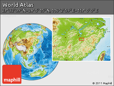 Physical Location Map of the Area around 27° 48' 57" N, 116° 31' 30" E