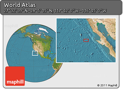 Satellite Location Map of the Area around 27° 48' 57" N, 117° 13' 29" W
