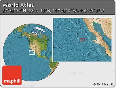 Satellite Location Map of the Area around 27° 48' 57" N, 117° 13' 29" W