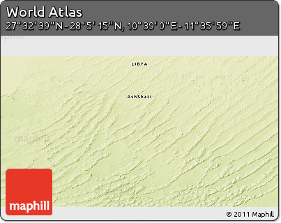 Physical 3D Map of the Area around 27° 48' 57" N, 11° 7' 30" E