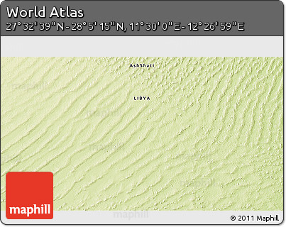 Physical 3D Map of the Area around 27° 48' 57" N, 11° 58' 29" E