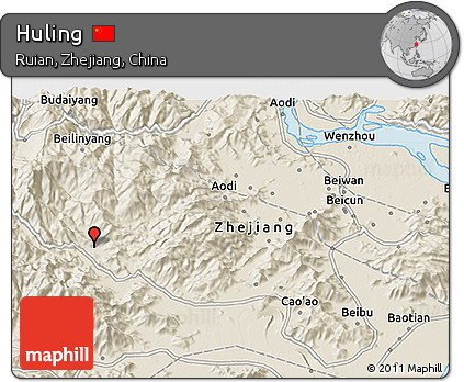 Shaded Relief 3D Map of Huling