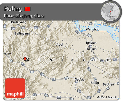 Shaded Relief Map of Huling