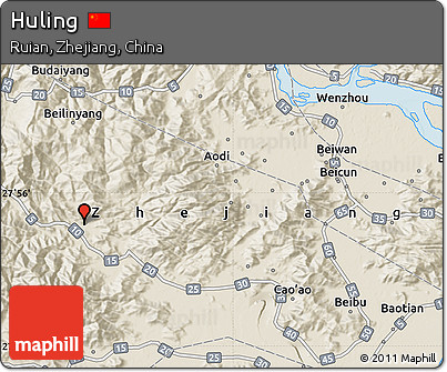 Shaded Relief Map of Huling