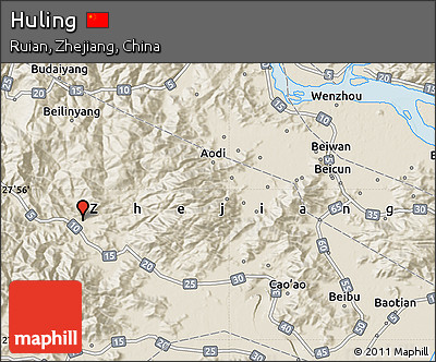 Shaded Relief Map of Huling
