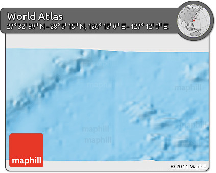 Physical 3D Map of the Area around 27° 48' 57" N, 126° 43' 29" E