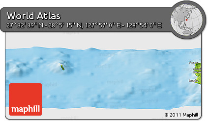 Physical Panoramic Map of the Area around 27° 48' 57" N, 128° 25' 30" E