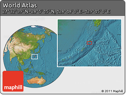 Satellite Location Map of the Area around 27° 48' 57" N, 129° 16' 30" E