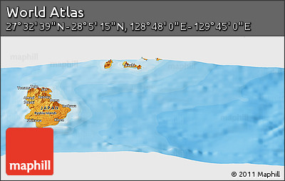 Political Panoramic Map of the Area around 27° 48' 57" N, 129° 16' 30" E