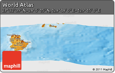 Political Panoramic Map of the Area around 27° 48' 57" N, 129° 16' 30" E
