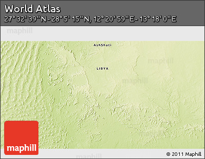 Physical 3D Map of the Area around 27° 48' 57" N, 12° 49' 29" E