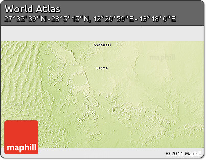 Physical 3D Map of the Area around 27° 48' 57" N, 12° 49' 29" E