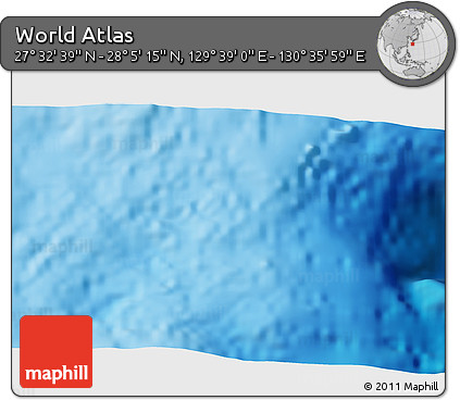 Physical 3D Map of the Area around 27° 48' 57" N, 130° 7' 30" E