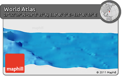 Physical Panoramic Map of the Area around 27° 48' 57" N, 135° 13' 29" E