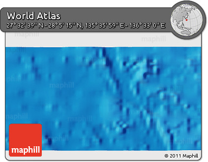Physical 3D Map of the Area around 27° 48' 57" N, 136° 4' 29" E