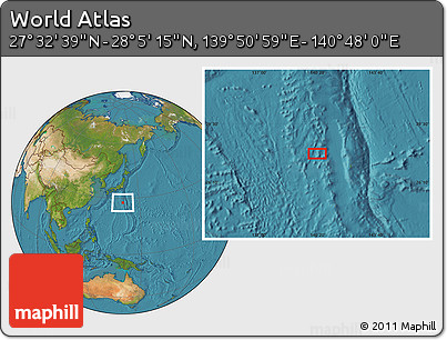 Satellite Location Map of the Area around 27° 48' 57" N, 140° 19' 29" E