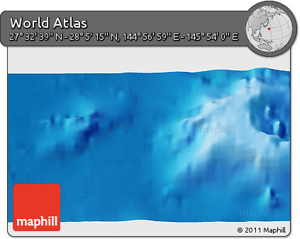 Physical 3D Map of the Area around 27° 48' 57" N, 145° 25' 30" E