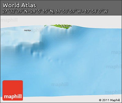Physical 3D Map of the Area around 27° 48' 57" N, 14° 22' 30" W