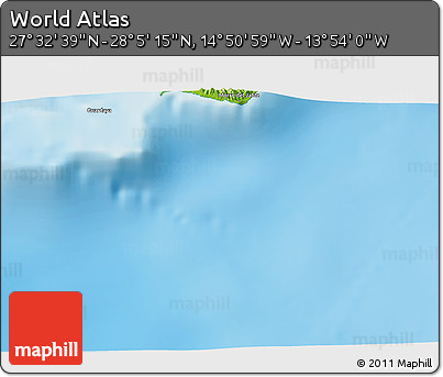 Physical 3D Map of the Area around 27° 48' 57" N, 14° 22' 30" W