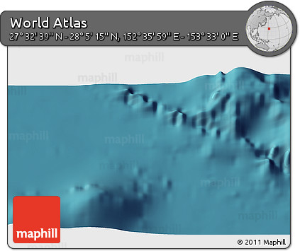 Satellite 3D Map of the Area around 27° 48' 57" N, 153° 4' 29" E