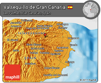 Political 3D Map of Valsequillo De Gran Canaria