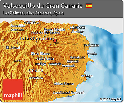Political 3D Map of Valsequillo De Gran Canaria