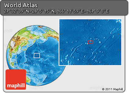Physical Location Map of the Area around 27° 48' 57" N, 166° 40' 30" E