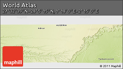 Physical Panoramic Map of the Area around 27° 48' 57" N, 1° 46' 29" E