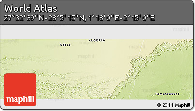 Physical Panoramic Map of the Area around 27° 48' 57" N, 1° 46' 29" E