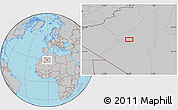 Gray Location Map of the area around 27° 48' 57" N, 1° 37' 30" W
