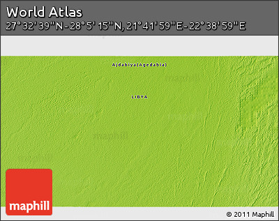 Physical 3D Map of the Area around 27° 48' 57" N, 22° 10' 29" E
