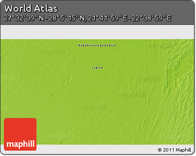Physical 3D Map of the Area around 27° 48' 57" N, 22° 10' 29" E