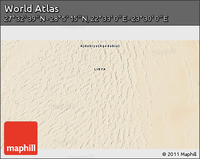 Satellite 3D Map of the Area around 27° 48' 57" N, 23° 1' 29" E
