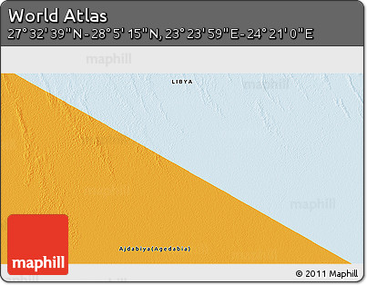 Political 3D Map of the Area around 27° 48' 57" N, 23° 52' 30" E