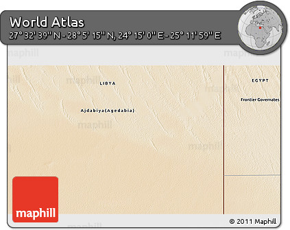 Satellite 3D Map of the Area around 27° 48' 57" N, 24° 43' 30" E