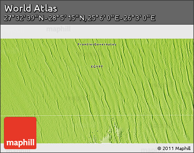 Physical 3D Map of the Area around 27° 48' 57" N, 25° 34' 30" E
