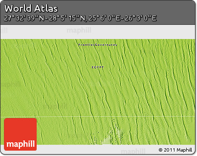 Physical 3D Map of the Area around 27° 48' 57" N, 25° 34' 30" E
